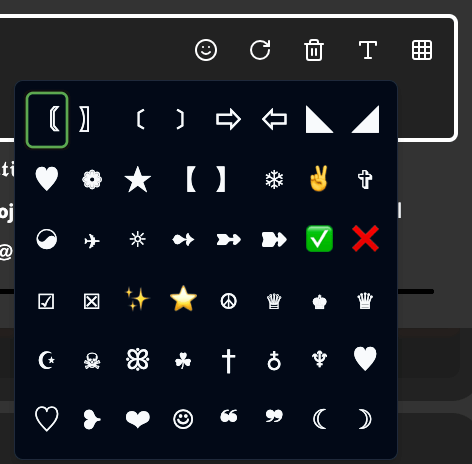 emojis y símbolos